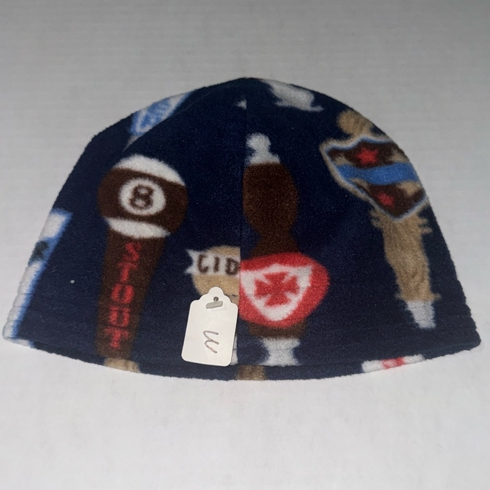 Handmade Navy Blue Craft Beer Tap Fleece Beanie Made By My Mom Warm&Cozy Size M